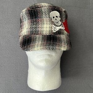 Mary Kate And Ashley Wool Blend Tweed Cap Hat Skull‎ Crossbone Heart 90's Y2K